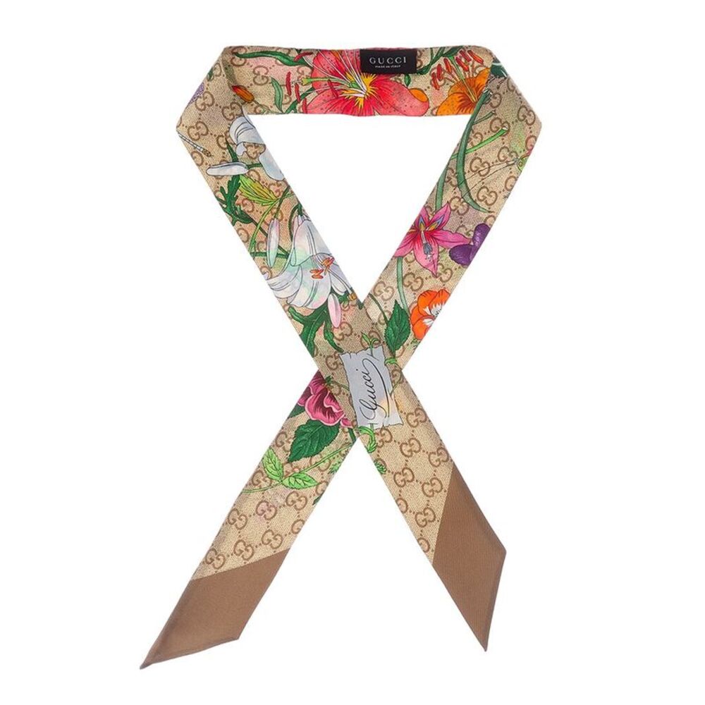 Gucci Gg Silk Scarf, Beige